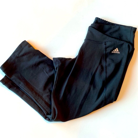 Adidas Mid-Calf Low Waist Black Leggings - Picture 1 of 6